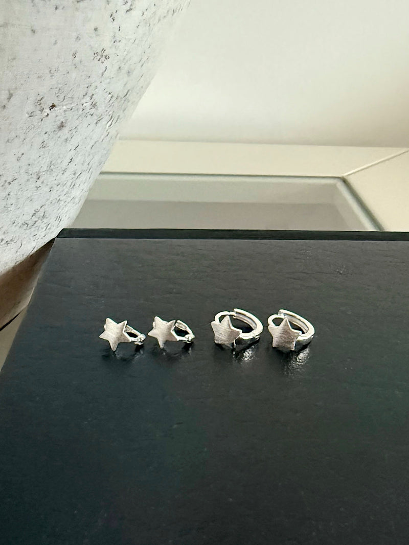 [925 Silver] Rough Wave Line One-Touch Ring Earrings for Both Ears 