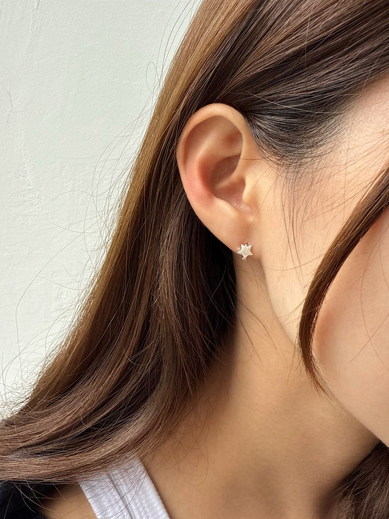 [925 Silver] Rough Wave Line One-Touch Ring Earrings for Both Ears 