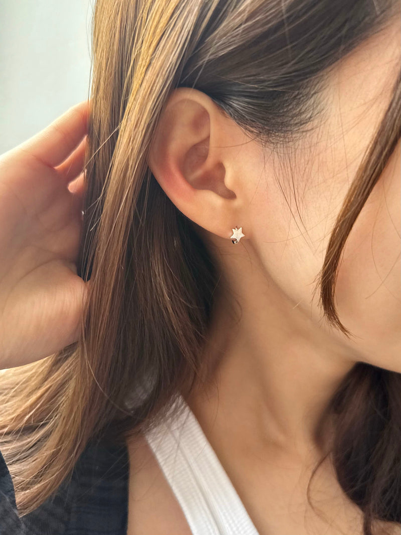 [925 Silver] Rough Wave Line One-Touch Ring Earrings for Both Ears 