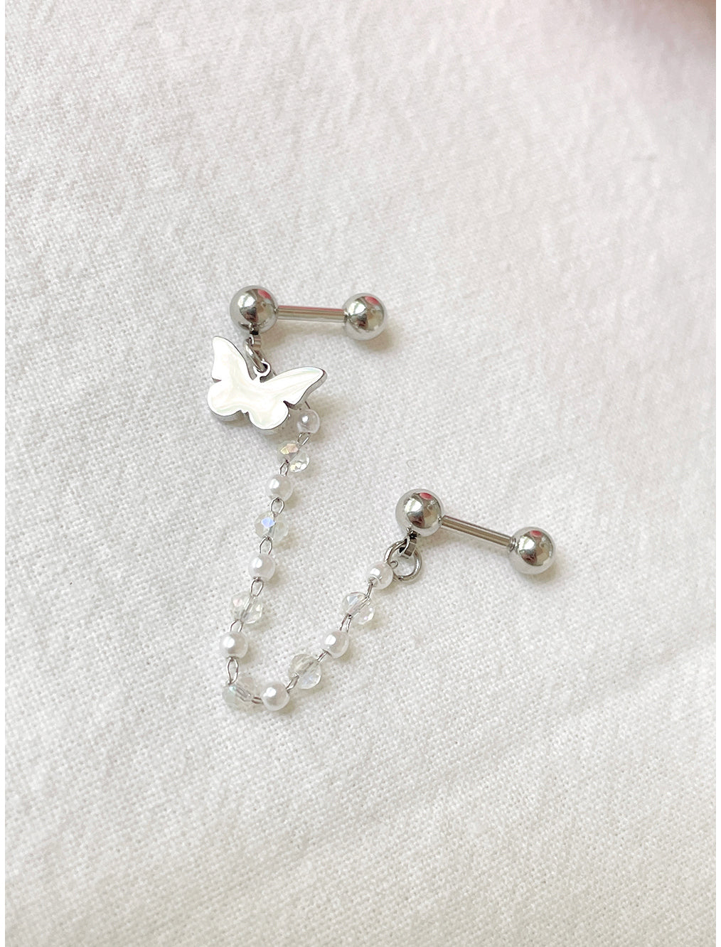 [Surgical] Beads Chain TWO PIN Piercing 16G for One Ear 