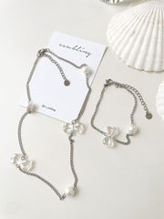 Summer Ribbon Pearl Chain Necklace Bracelet 