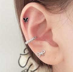 [Surgical] Pink Black Butterfly (2 Colors) 16G Body Piercing Back Piercing Cartilage Piercing 