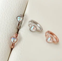 Heart Beam One-touch Ring Earrings (2 Colors) 18G 