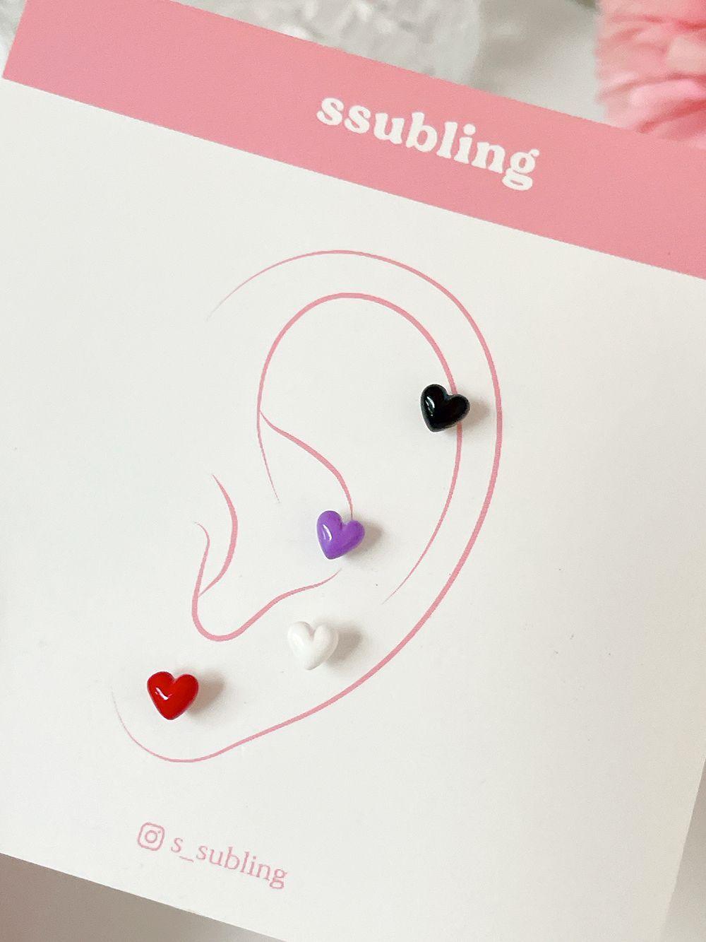 [Surgical] Coated Mini Heart (4 Colors) 16G Body Piercing Back Piercing Cartilage Piercing 