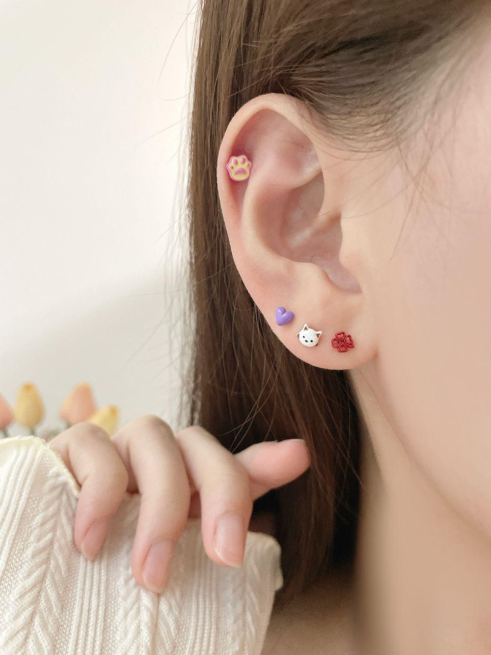 [Surgical] Coated Mini Heart (4 Colors) 16G Body Piercing Back Piercing Cartilage Piercing 