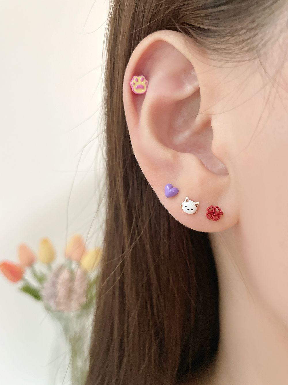 [Surgical] Coated Mini Heart (4 Colors) 16G Body Piercing Back Piercing Cartilage Piercing 