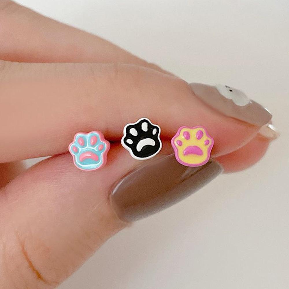 [サージカル]かわいい 猫 ネコ 肉球 足裏 (3Color) 16G ボディピアス キャッチ ピアッシング 軟骨ピアス