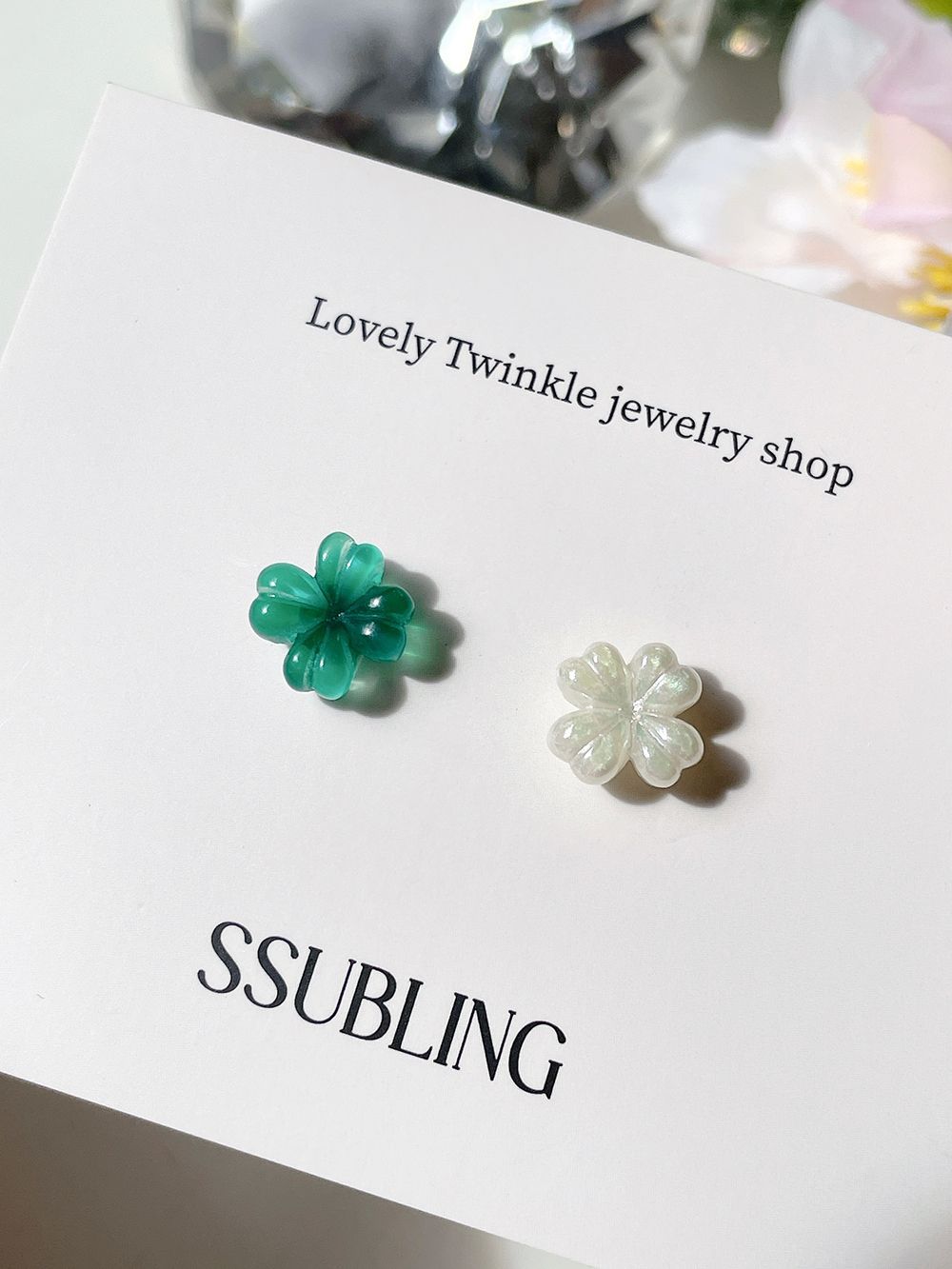 [Surgical] Acrylic Clover (2 Colors) 16G Body Piercing Back Piercing Cartilage Piercing 