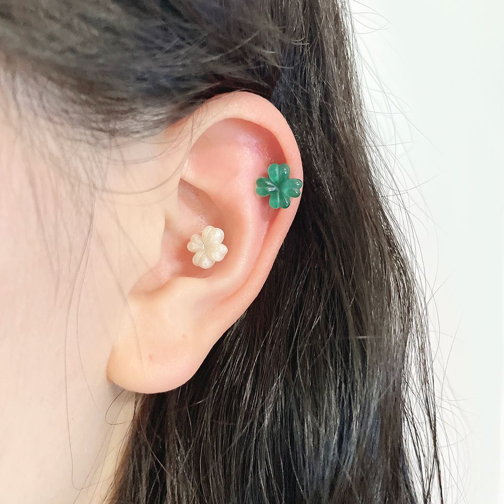 [Surgical] Acrylic Clover (2 Colors) 16G Body Piercing Back Piercing Cartilage Piercing 