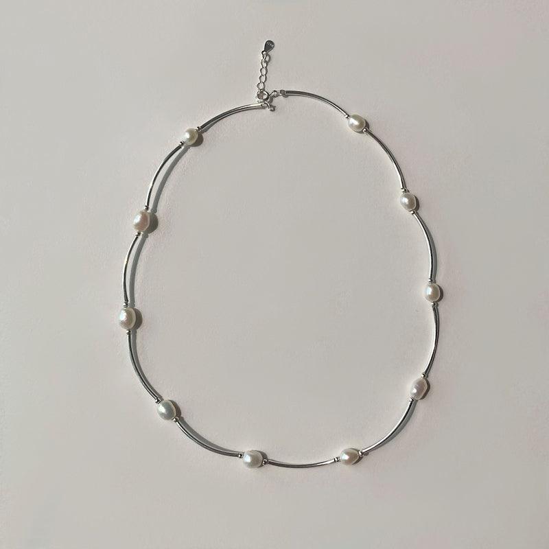 [925 Silver]ウェーブ ライン 真珠 ネックレス - 4MiLi (フォーミリ)