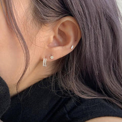[925 Silver]グラスキュービックリングピアス (両耳) - 4MiLi (フォーミリ)