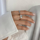 [925 Silver]メルティング ダブル キュービック オープン リング - 4MiLi (フォーミリ)
