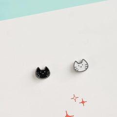 【即納】[全体サージカル]ホワイト ブラック 猫 ネコ ピアッシング (2Color) 16G - 4MiLi (フォーミリ)