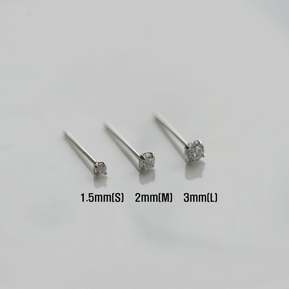[925 Silver]ミニキュービックピアス (3Size) 両耳用 - 4MiLi (フォーミリ)