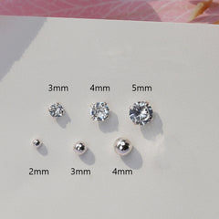 [925 Silver] Ball &amp; Cubic Basic Piercing (3 Sizes) 20G Body Piercing Back Piercing Cartilage Piercing