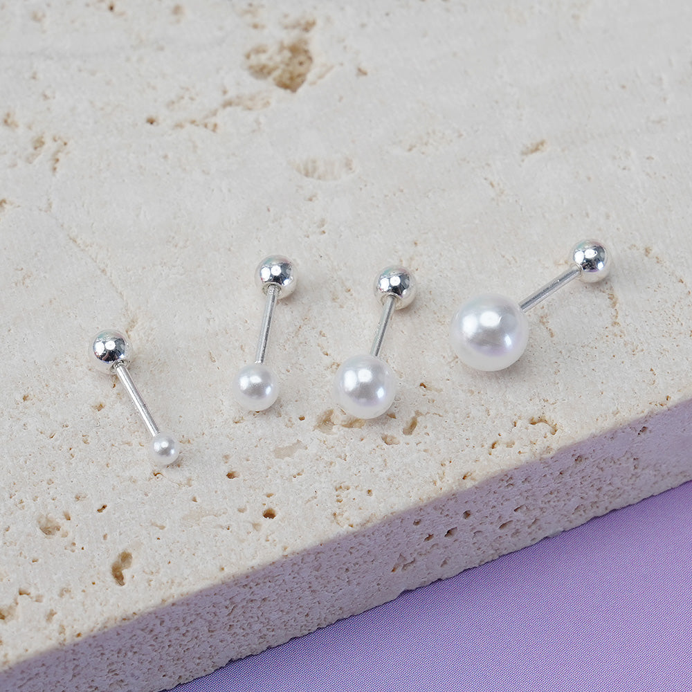 [925 Silver] Ball &amp; Cubic Basic Piercing (3 Sizes) 20G Body Piercing Back Piercing Cartilage Piercing