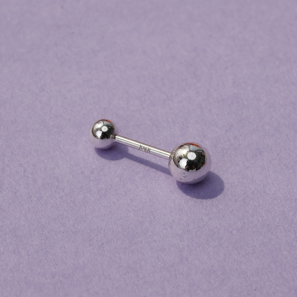 [925 Silver] Ball &amp; Cubic Basic Piercing (3 Sizes) 20G Body Piercing Back Piercing Cartilage Piercing