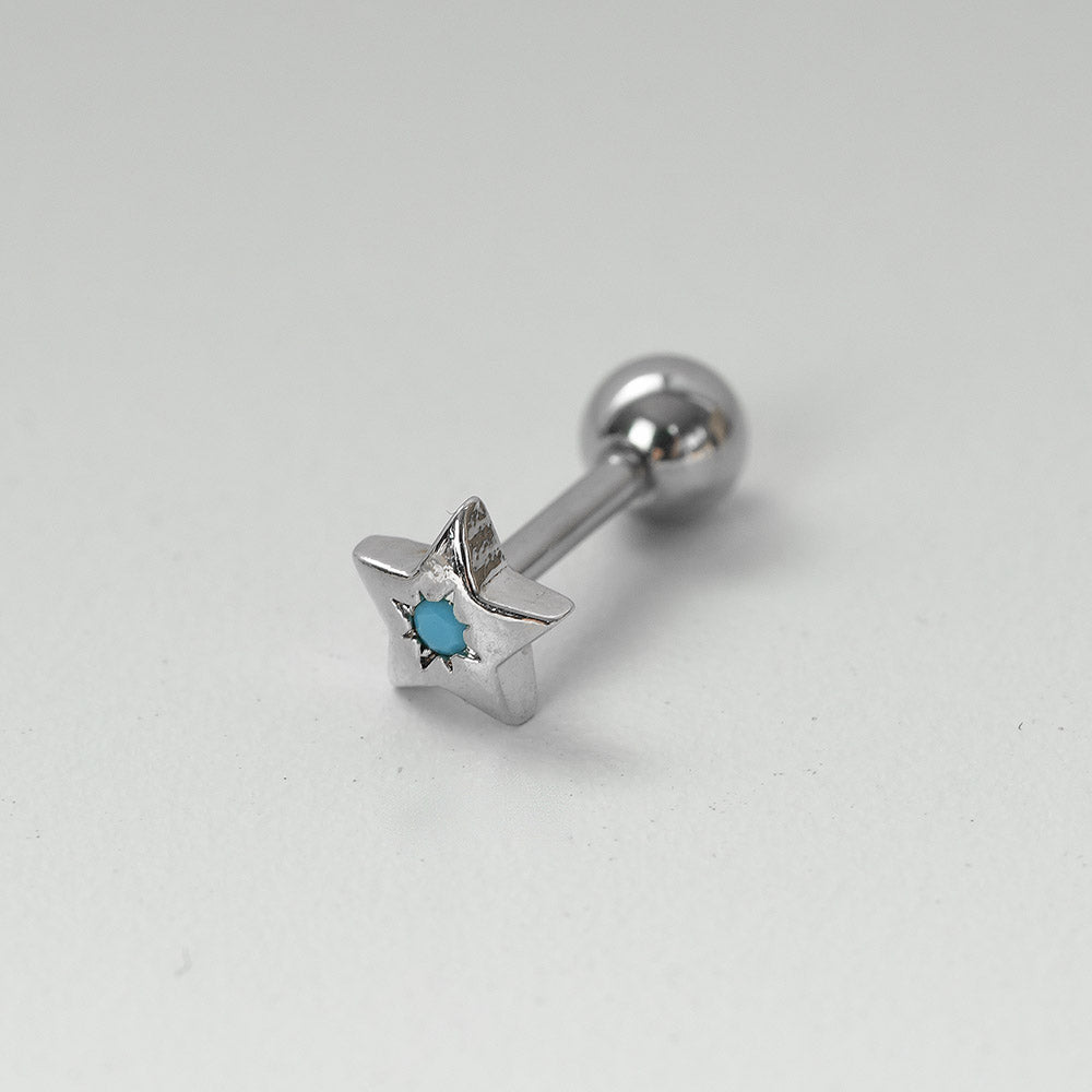 [Surgical] Turquoise Icon Star Crescent Almond (3 Type) 16G/14G Body Piercing Star 