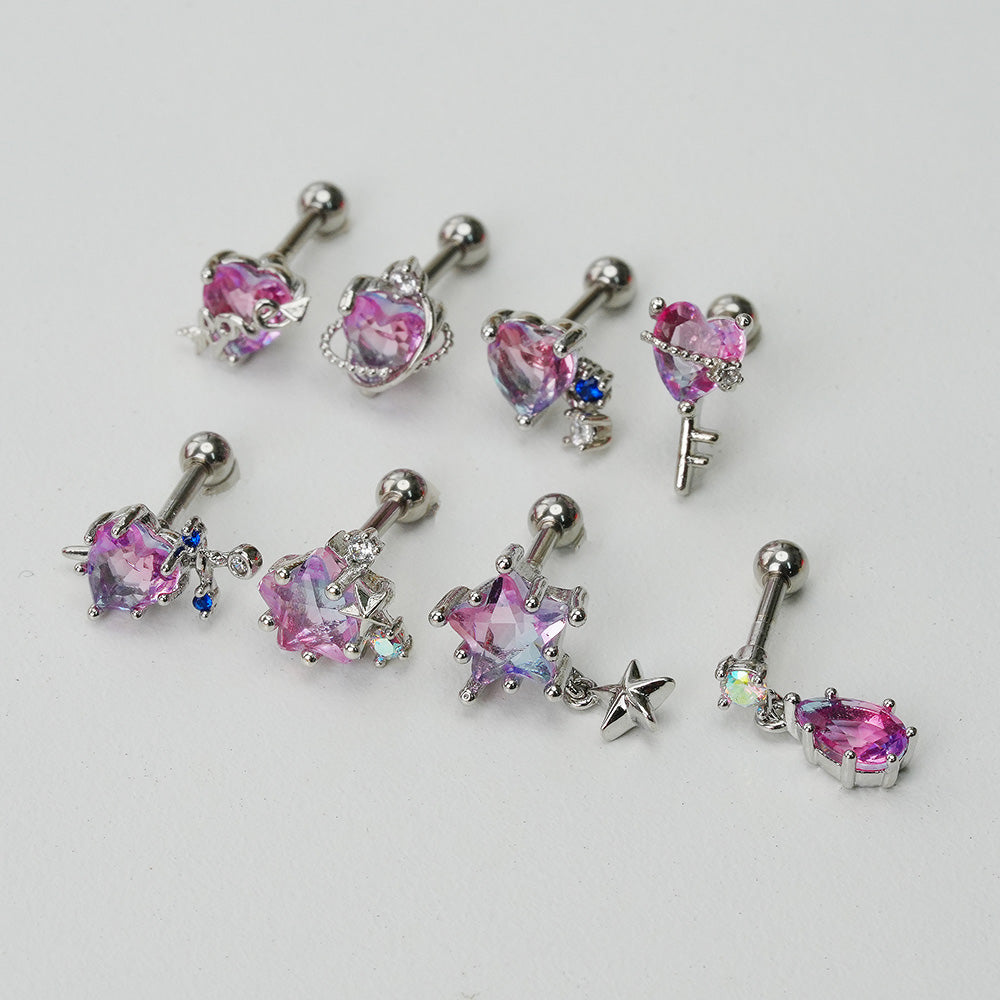 [Surgical] Purple Pink Two-Tone Piercing (8Type) 16G/14G 