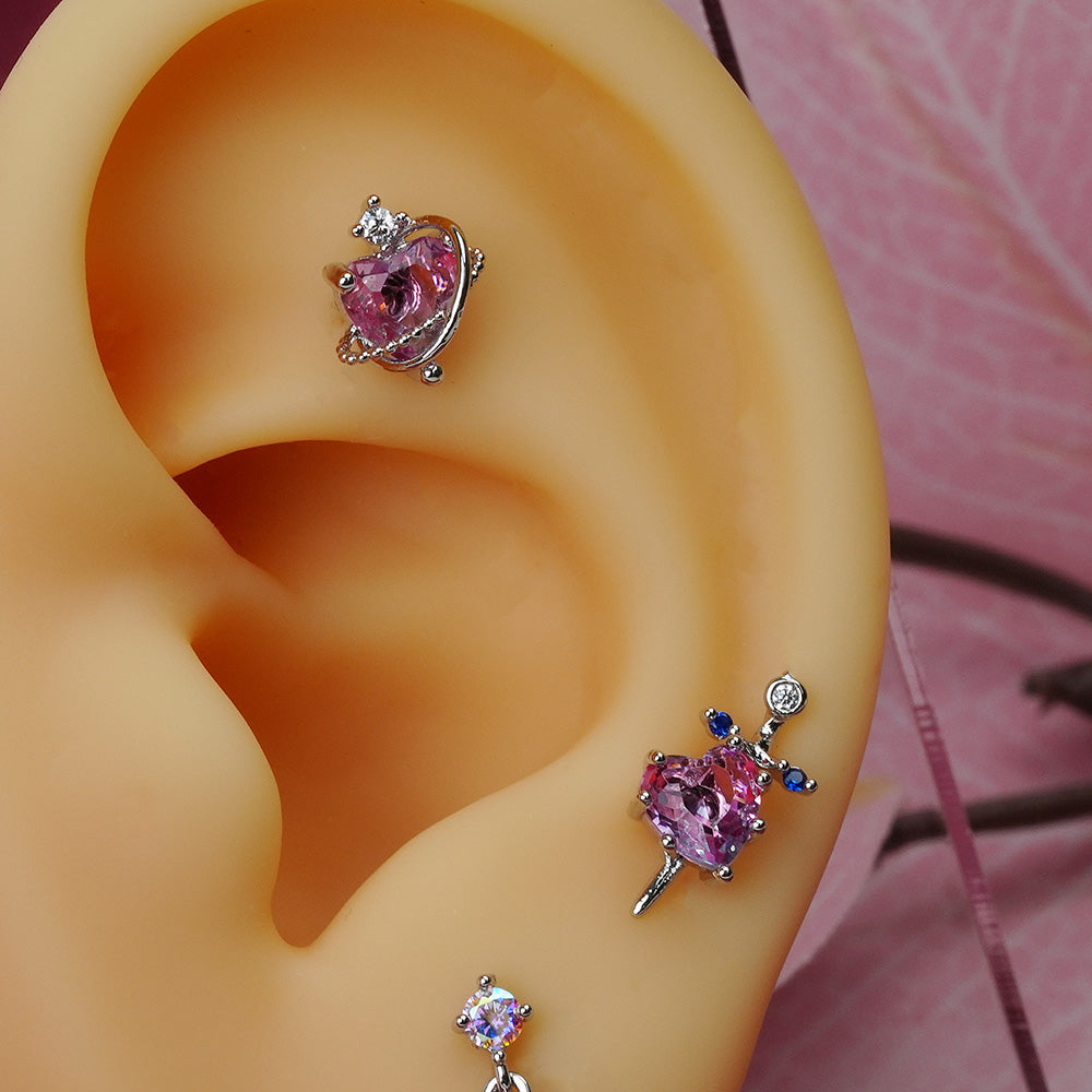 [Surgical] Purple Pink Two-Tone Piercing (8Type) 16G/14G 