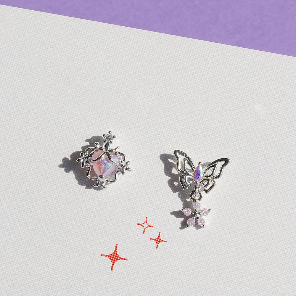 [Surgical] Aurora Pink Heart &amp; Butterfly Piercing (2 Types) 16G Butterfly 