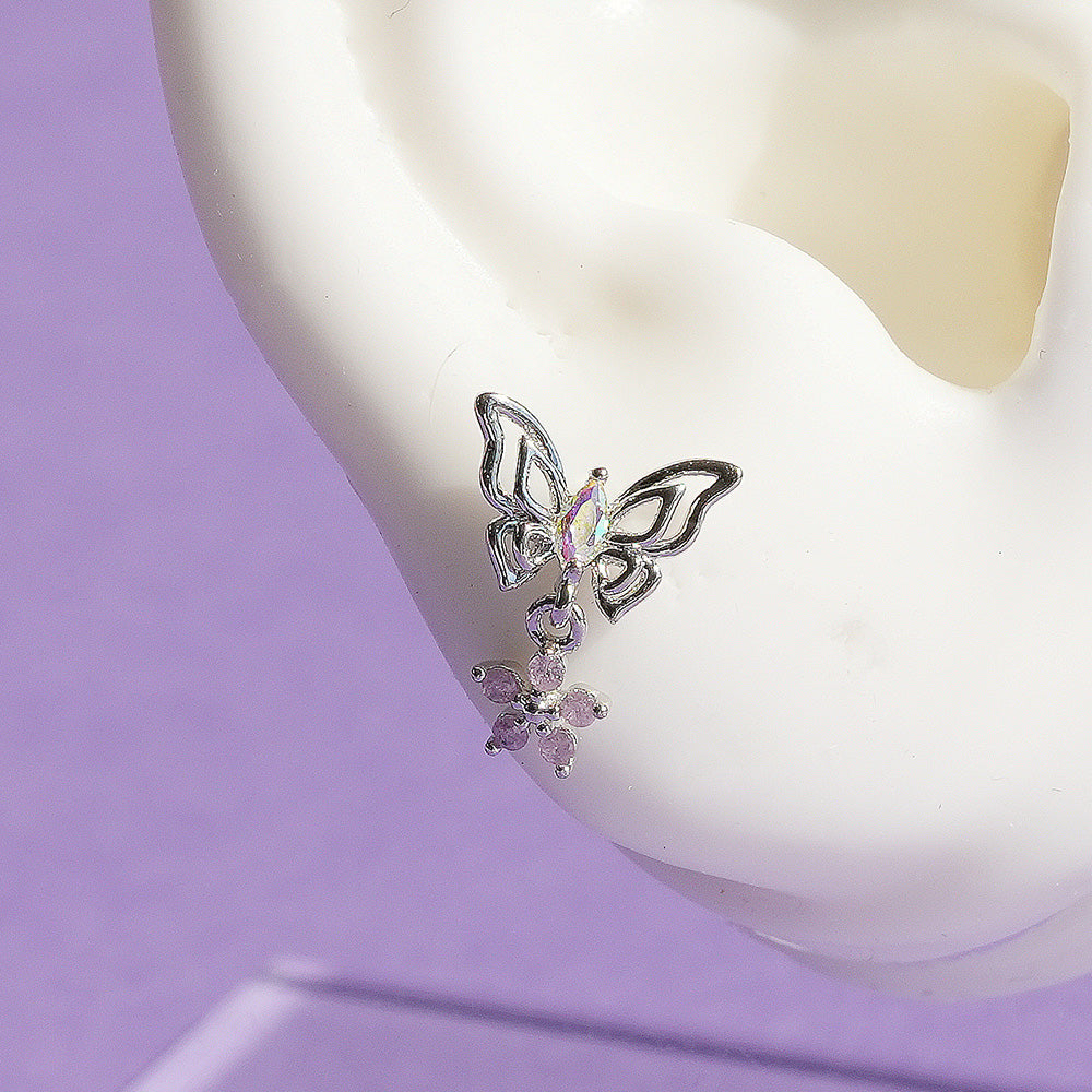 [Surgical] Aurora Pink Heart &amp; Butterfly Piercing (2 Types) 16G Butterfly 