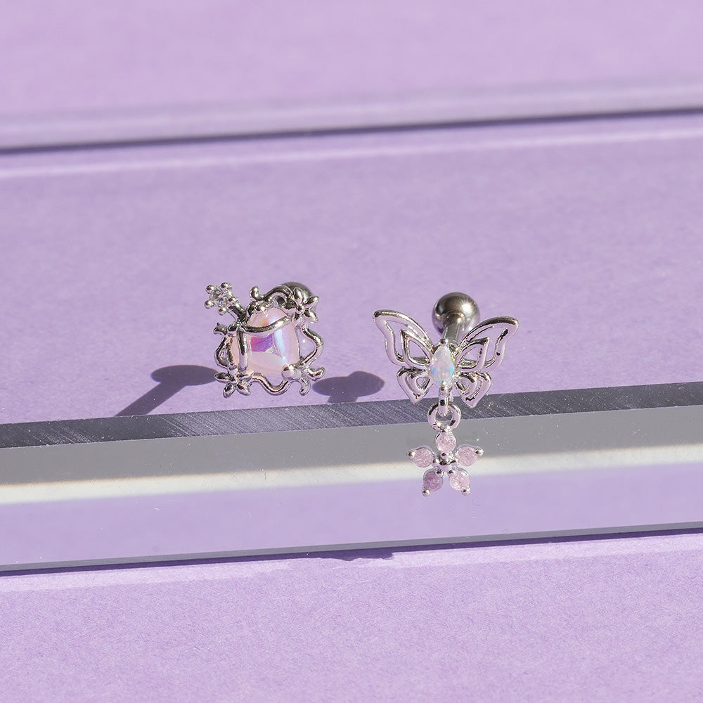 [Surgical] Aurora Pink Heart &amp; Butterfly Piercing (2 Types) 16G Butterfly 