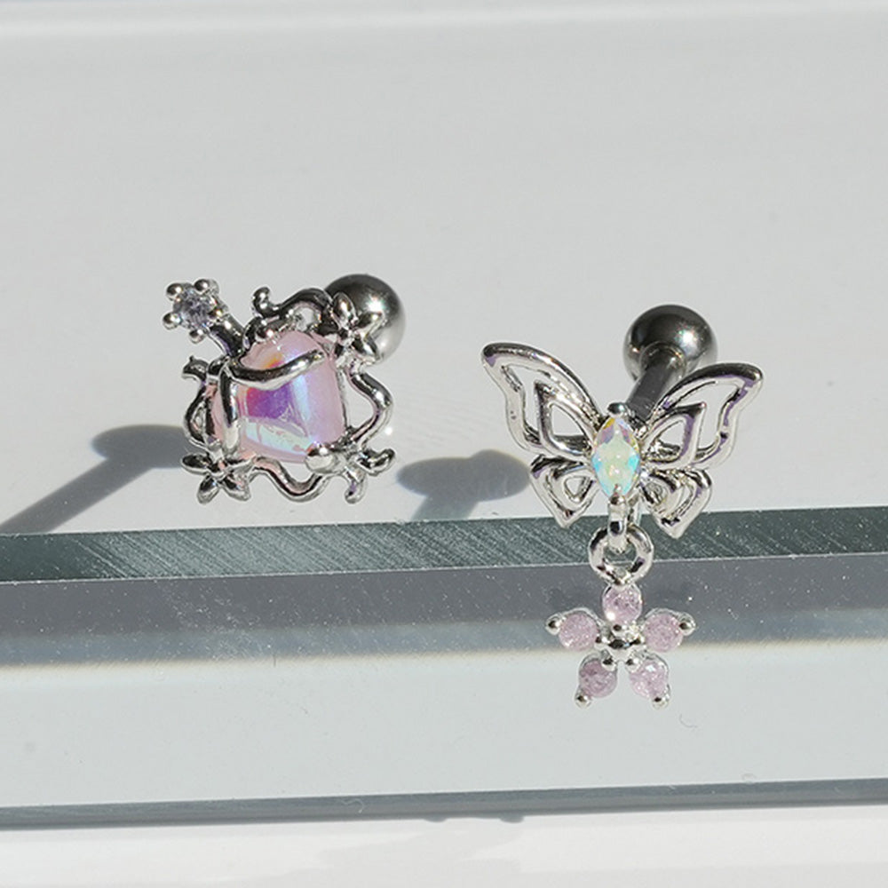 [Surgical] Aurora Pink Heart &amp; Butterfly Piercing (2 Types) 16G Butterfly 