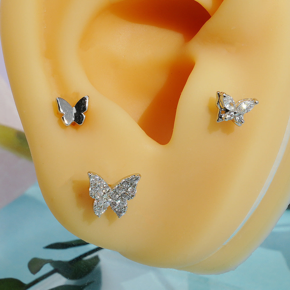 [Surgical] Simple Cubic Butterfly (4 Types) 16G/14G Body Piercing Collection Back Piercing Cartilage Piercing 