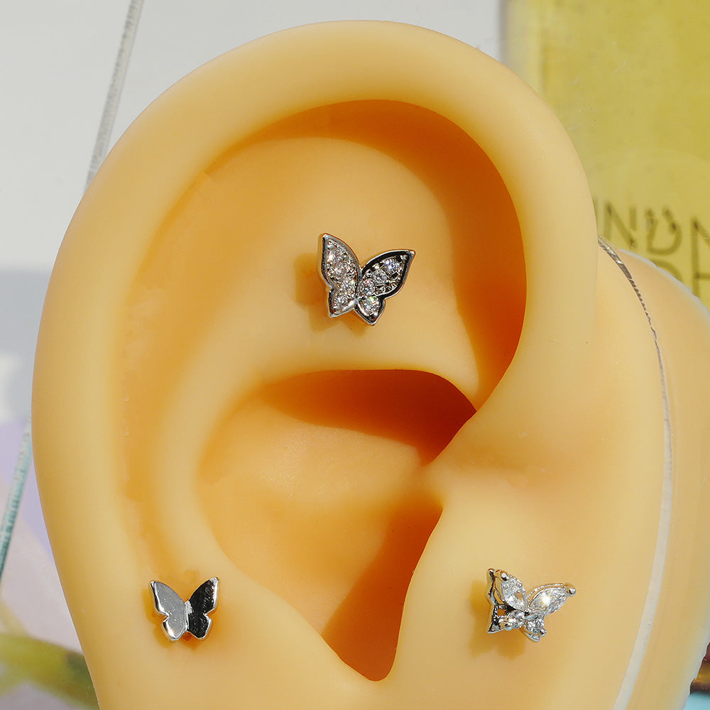 [Surgical] Simple Cubic Butterfly (4 Types) 16G/14G Body Piercing Collection Back Piercing Cartilage Piercing 