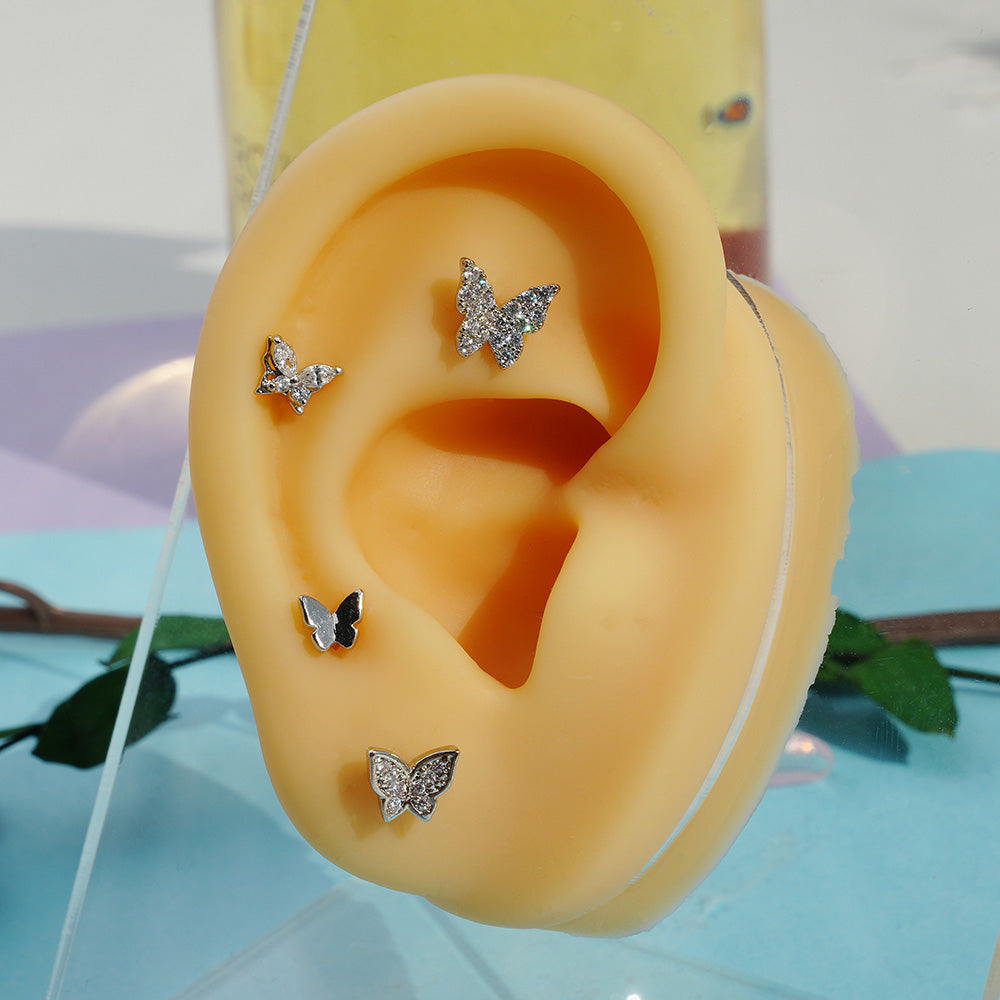 [Surgical] Simple Cubic Butterfly (4 Types) 16G/14G Body Piercing Collection Back Piercing Cartilage Piercing 