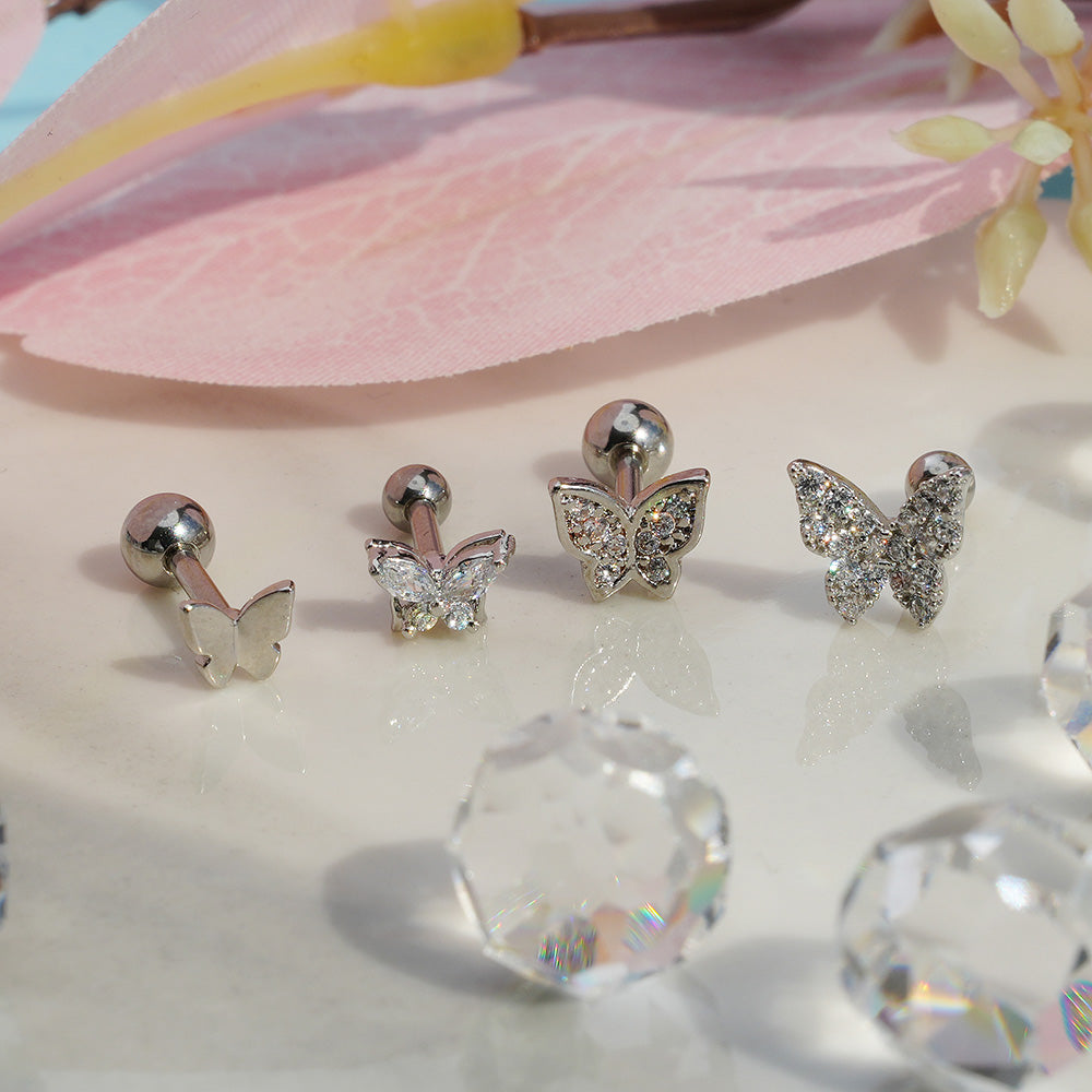 [Surgical] Simple Cubic Butterfly (4 Types) 16G/14G Body Piercing Collection Back Piercing Cartilage Piercing 