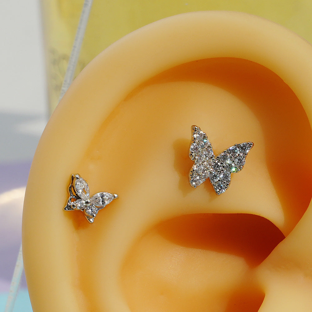 [Surgical] Simple Cubic Butterfly (4 Types) 16G/14G Body Piercing Collection Back Piercing Cartilage Piercing 