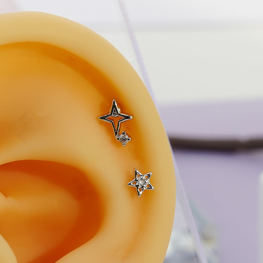 [Surgical] ต่างหู Cubic Point Star Spark (2 แบบ) 16G