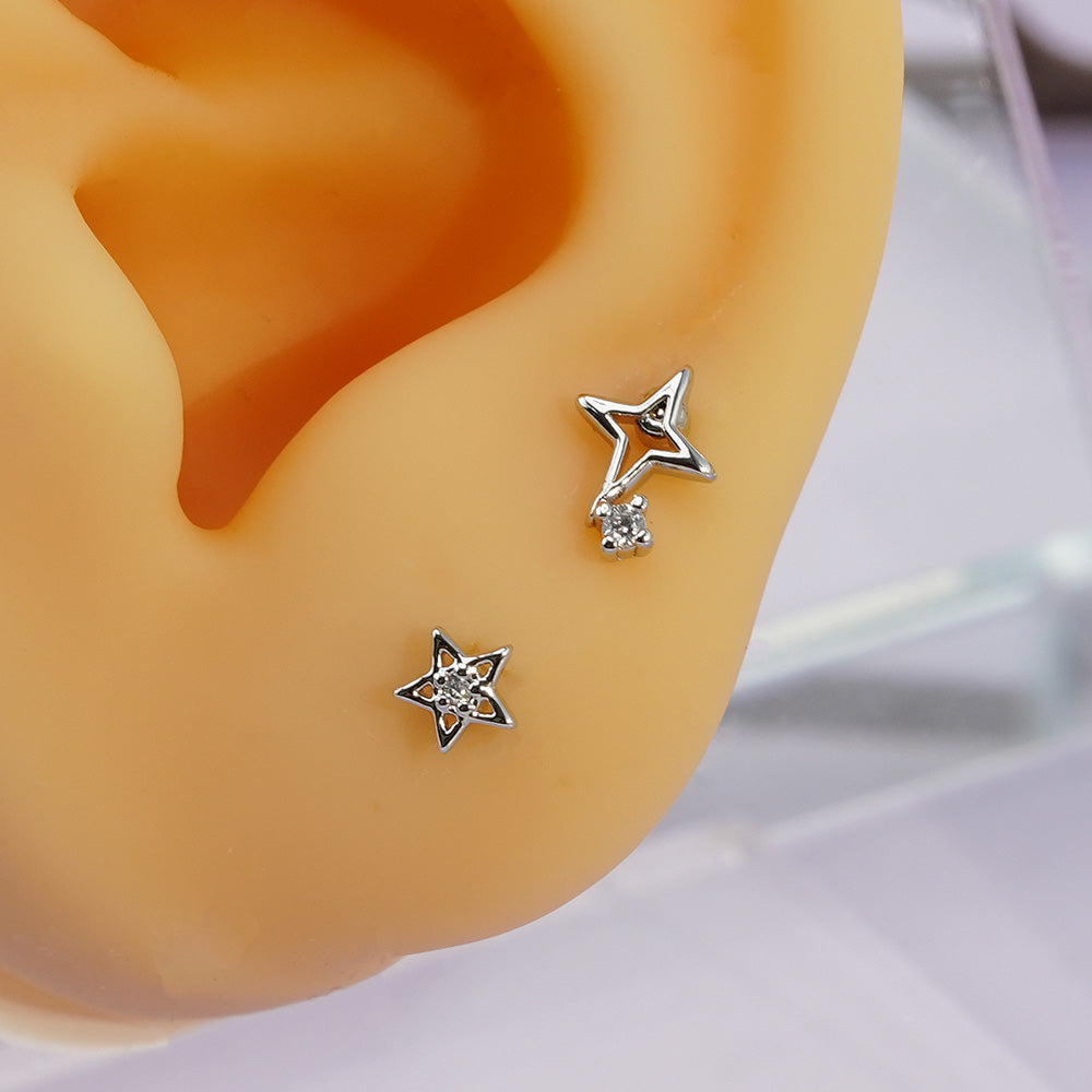 [サージカル]キュービックポイント星スパーク ピアス (2Type) 16G