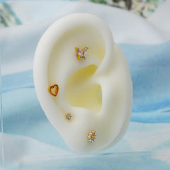 [All Surgical] Flat Heart Line (3 Colors) 16G Body Piercing Back Piercing Cartilage Piercing 