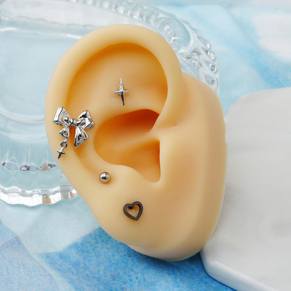 [All Surgical] Flat Heart Line (3 Colors) 16G Body Piercing Back Piercing Cartilage Piercing 