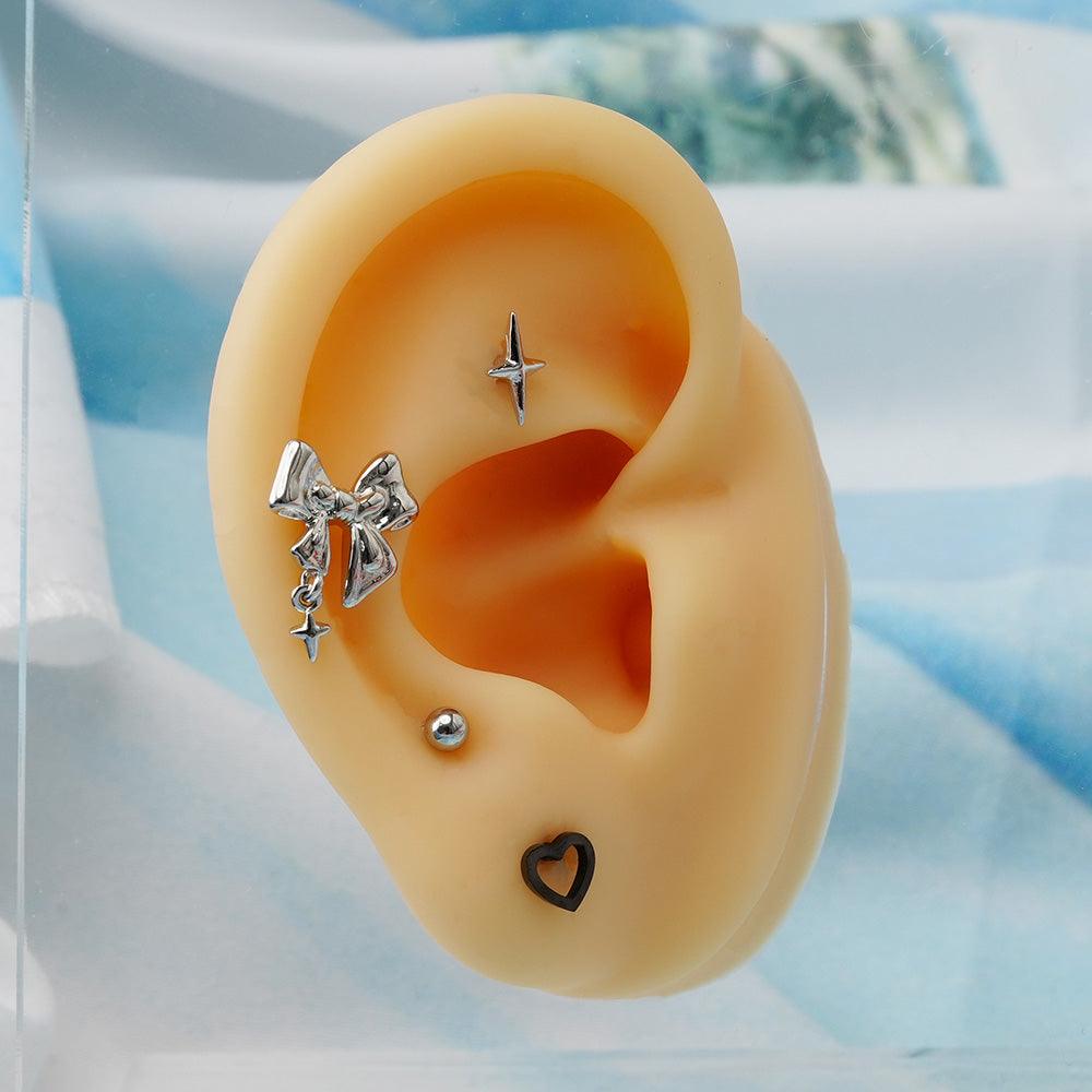 [All Surgical] Flat Heart Line (3 Colors) 16G Body Piercing Back Piercing Cartilage Piercing 