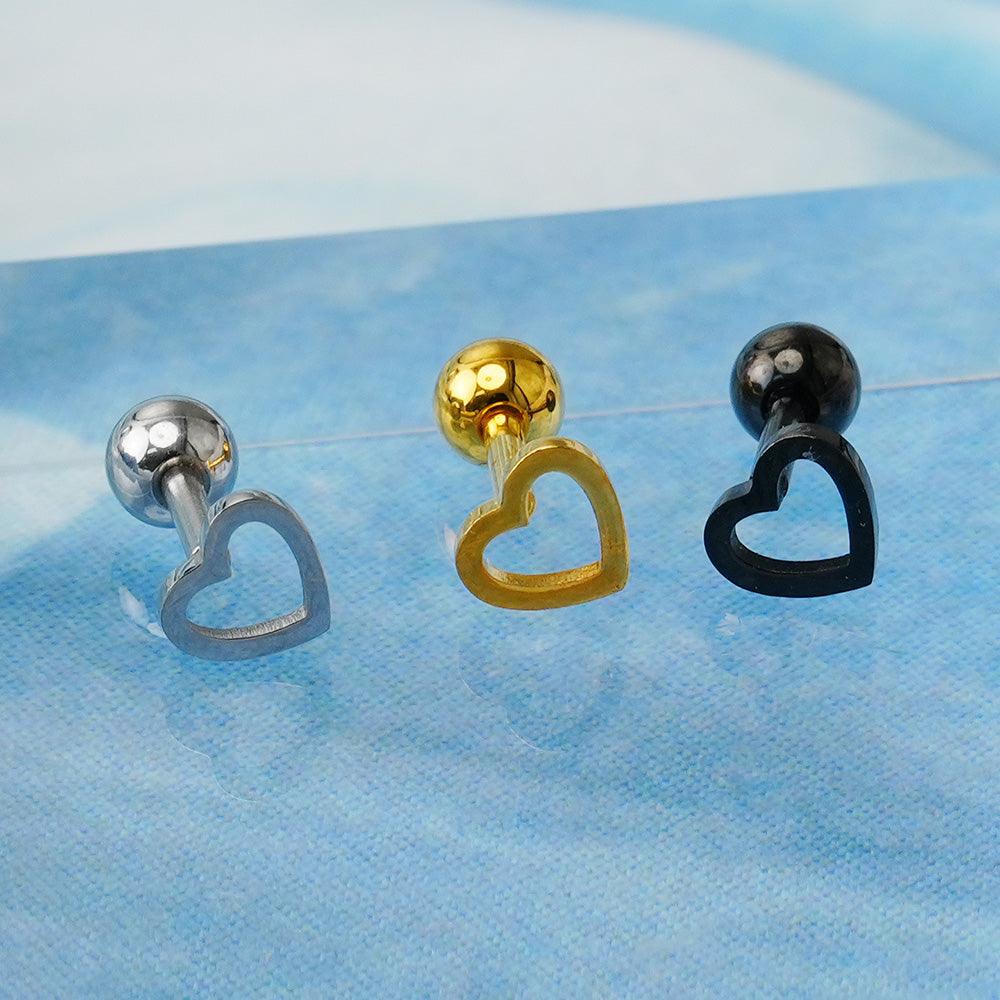 [All Surgical] Flat Heart Line (3 Colors) 16G Body Piercing Back Piercing Cartilage Piercing 