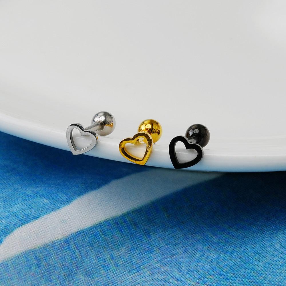 [All Surgical] Flat Heart Line (3 Colors) 16G Body Piercing Back Piercing Cartilage Piercing 