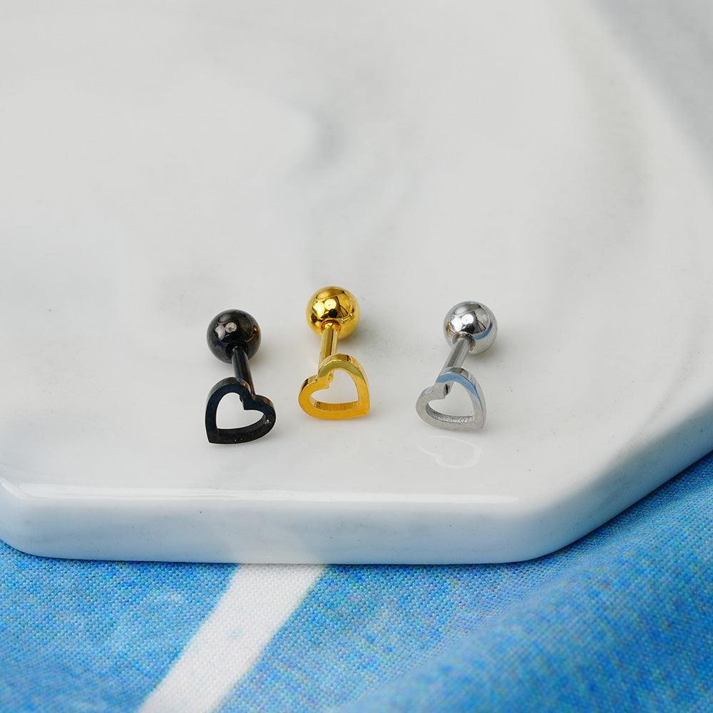 [All Surgical] Flat Heart Line (3 Colors) 16G Body Piercing Back Piercing Cartilage Piercing 