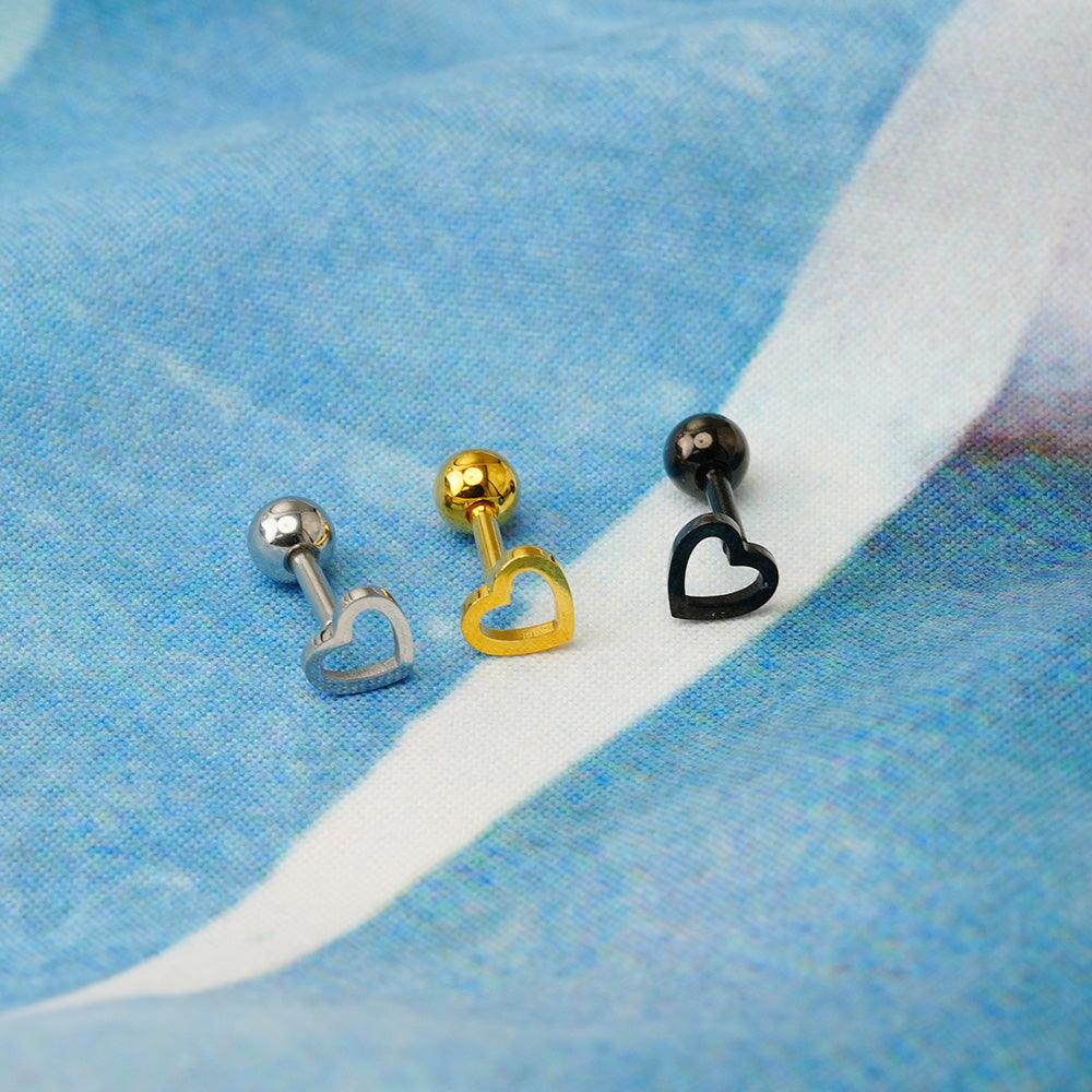 [All Surgical] Flat Heart Line (3 Colors) 16G Body Piercing Back Piercing Cartilage Piercing 