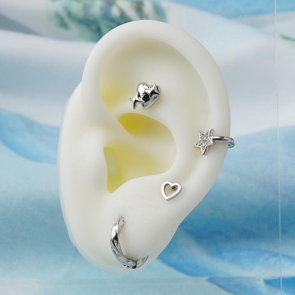 [All Surgical] Flat Heart Line (3 Colors) 16G Body Piercing Back Piercing Cartilage Piercing 