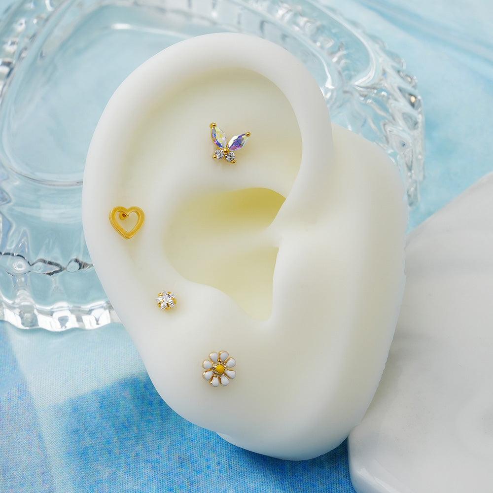 [All Surgical] Flat Heart Line (3 Colors) 16G Body Piercing Back Piercing Cartilage Piercing 