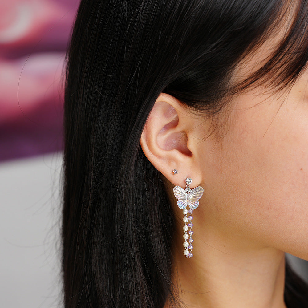 [ผ่าตัด] Aurora Butterfly Pearl Drop (2 สี) 16G เจาะร่างกาย เจาะหลัง เจาะกระดูกอ่อน 