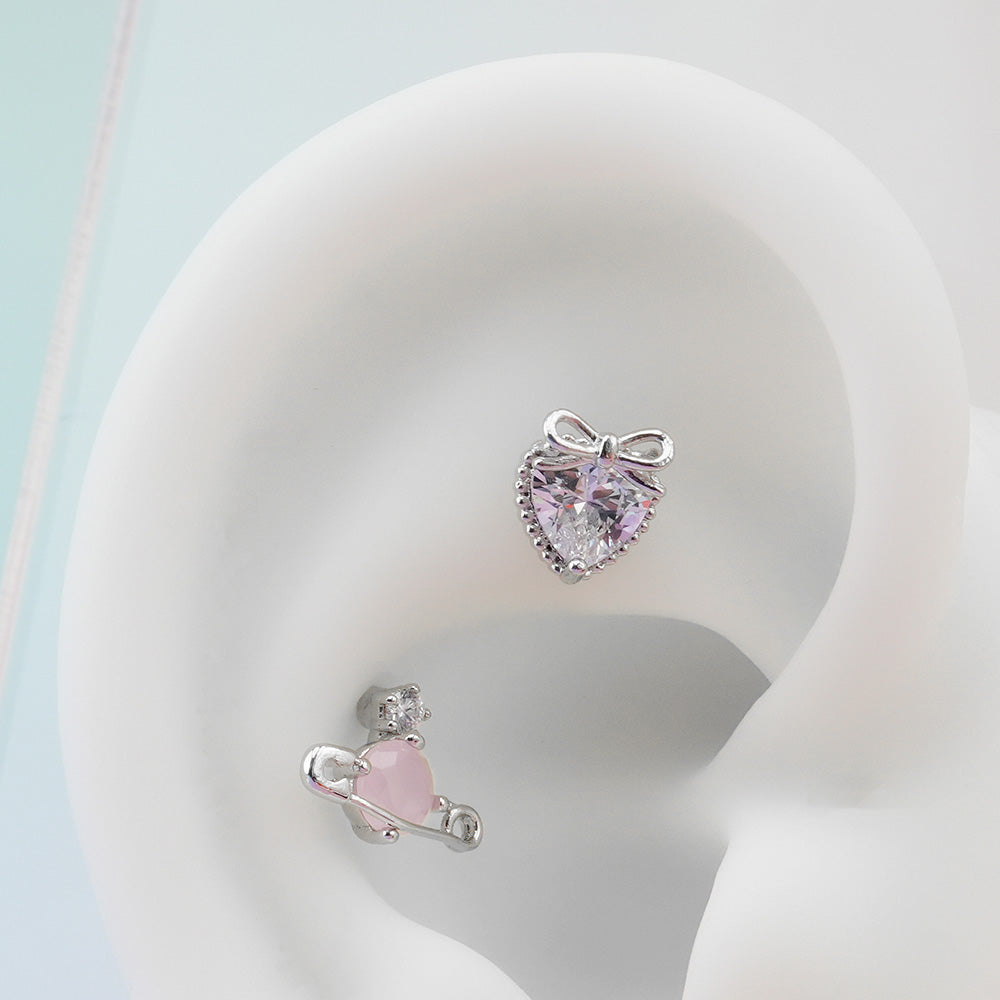 [Surgical] Heart Ribbon Planet Cubic (5Types) 16G/14G Body Piercing Back Piercing Cartilage Piercing 