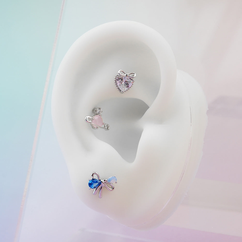 [Surgical] Heart Ribbon Planet Cubic (5Types) 16G/14G Body Piercing Back Piercing Cartilage Piercing 