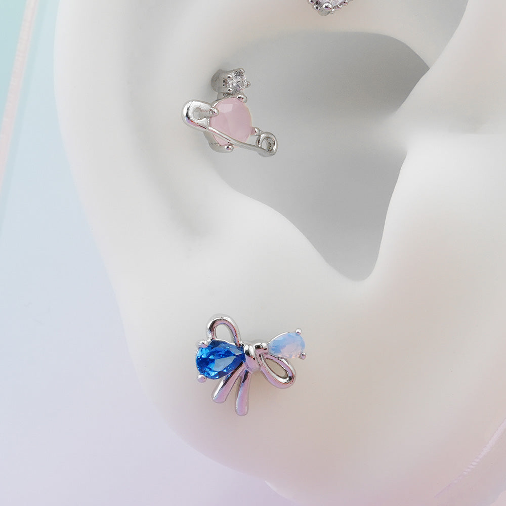 [Surgical] Heart Ribbon Planet Cubic (5Types) 16G/14G Body Piercing Back Piercing Cartilage Piercing 