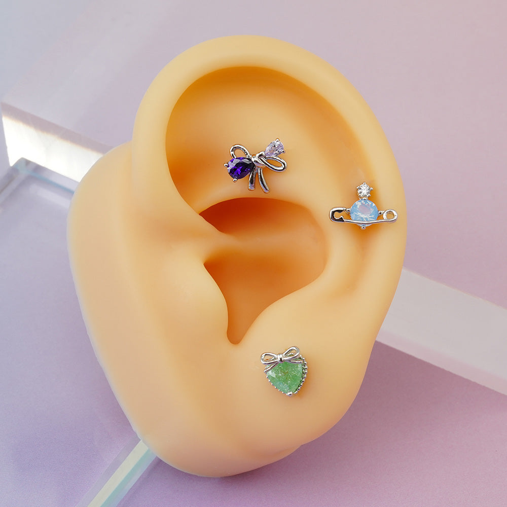 [Surgical] Heart Ribbon Planet Cubic (5Types) 16G/14G Body Piercing Back Piercing Cartilage Piercing 