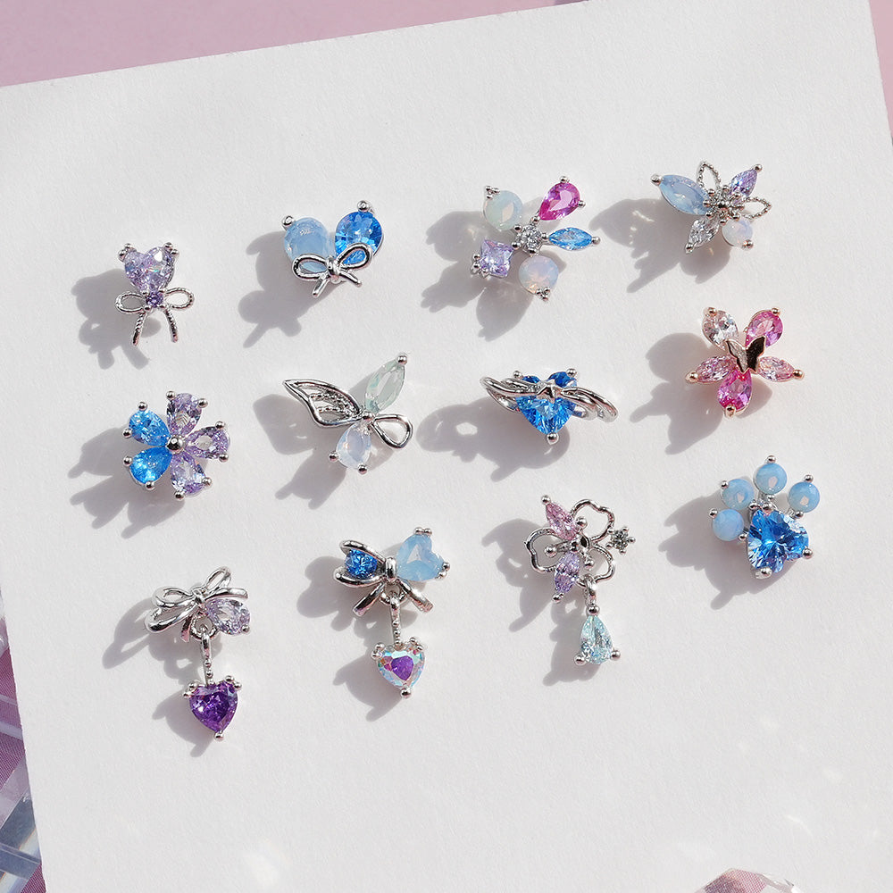 [Surgical] Multiple Colors Blue Purple Pink Flower (12 Types) 16G 14G Body Piercing Back Piercing Cartilage Piercing 